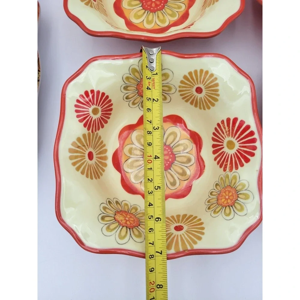 Cynthia Coulter‎ Melamine Dinnerware Set 11pc Orange Yellow Plates Bowls Outdoor